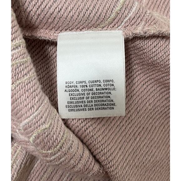 Anthropologie Akemi + Kin Onora Peacock Embroidered Sweater Top Size L Pink - Picture 8 of 9